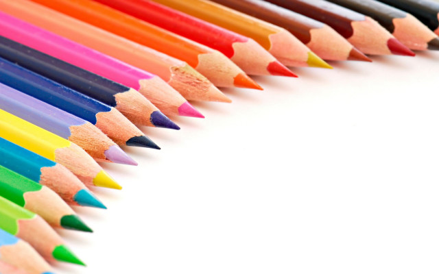Colored pencils lined white background free wallpaper for desktop - medium preview image