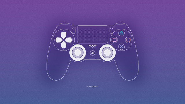 Game controller purple blue outline free wallpaper for desktop - medium preview image