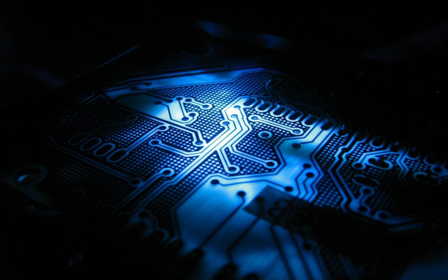 Circuit board closeup dark blue free wallpaper for desktop - medium preview image