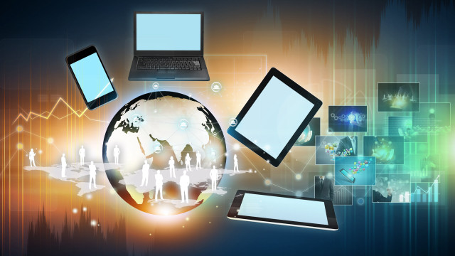 Laptop modern silver open screen free wallpaper for desktop - medium preview image