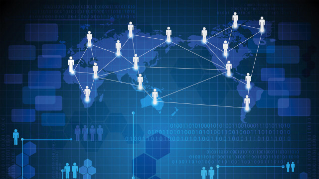 Blue world map people background free wallpaper for desktop - medium preview image