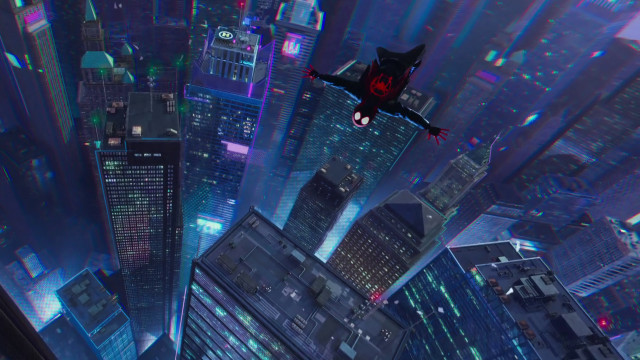 Flying person city night red free wallpaper for desktop - medium preview image