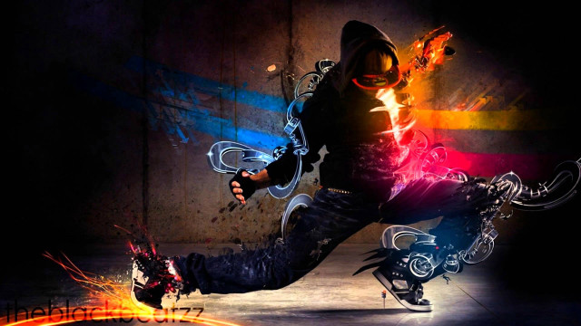 Man black hoodie dancing fire free wallpaper for desktop - medium preview image