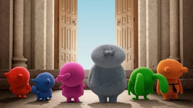 Stuffed animals doorway building columns free wallpaper for desktop - medium preview image