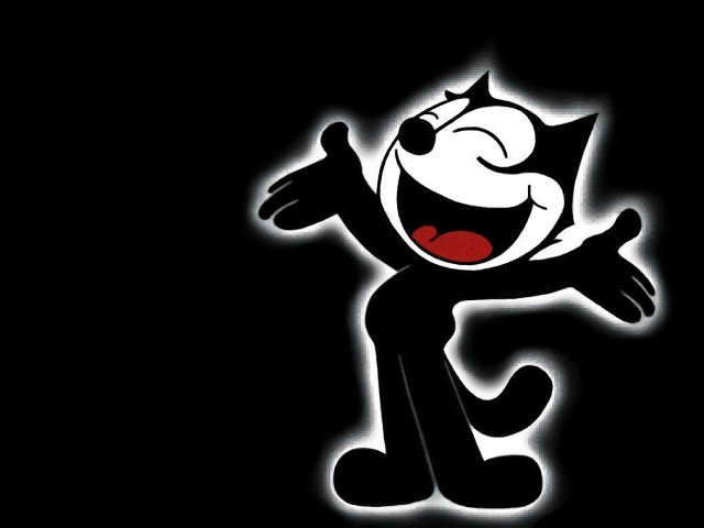 Black white cat arms out free wallpaper for desktop - medium preview image