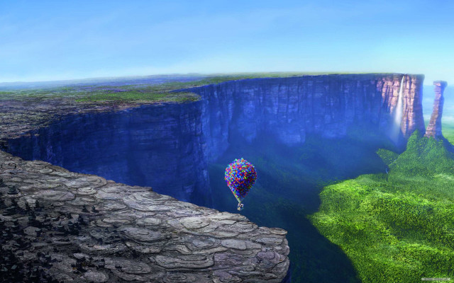 Balloon cliff magicrealism pixar disney free wallpaper for desktop - medium preview image
