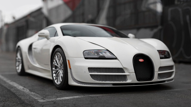 White bugatti parking lot graffiti free wallpaper for desktop - medium preview image