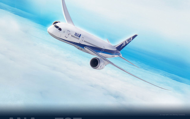 Large jetliner blue cloudy sky free wallpaper for desktop - medium preview image