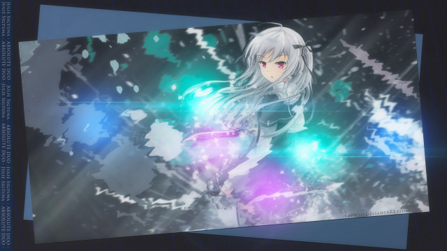 Anime character white hair blue free wallpaper for desktop - medium preview image