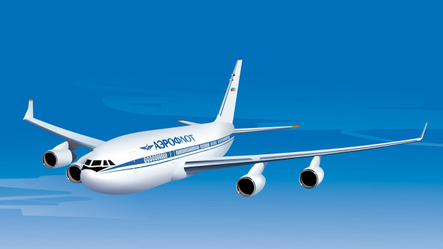 Large jetliner blue sky clouds free wallpaper for desktop - medium preview image