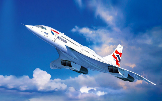 Large jetliner flying blue cloudy free wallpaper for desktop - medium preview image