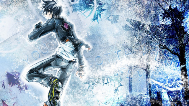 Anime skateboard snow trees birds free wallpaper for desktop - medium preview image