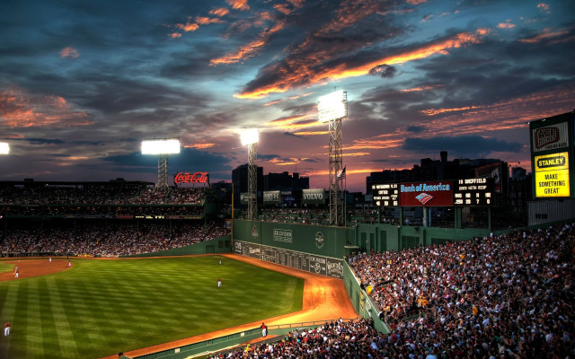 Baseball stadium crowd sunset clouds #2 free wallpaper for desktop - medium preview image