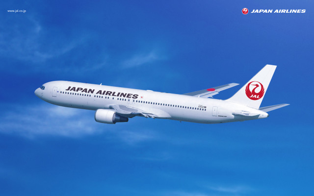 Japan airlines jet flying blue free wallpaper for desktop - medium preview image