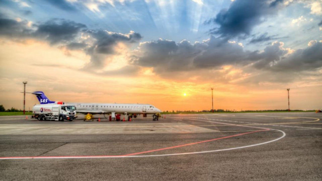 Plane parked runway sunset dawn #2 free wallpaper for desktop - medium preview image