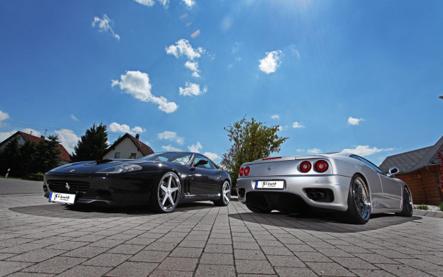 Two cars brick road house free wallpaper for desktop - medium preview image