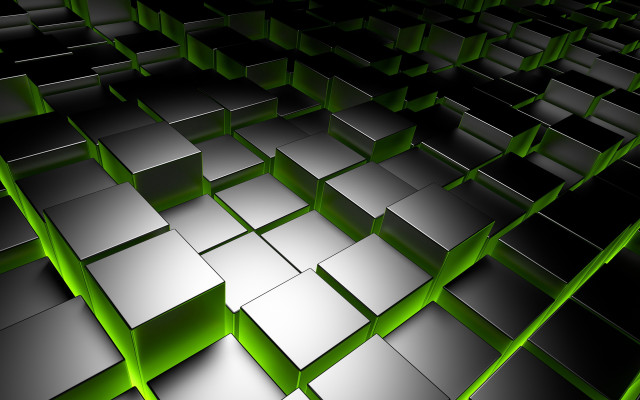 Large green boxes black background free wallpaper for desktop - medium preview image
