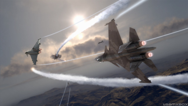 Fighter jets cloudy sky mountains free wallpaper for desktop - medium preview image