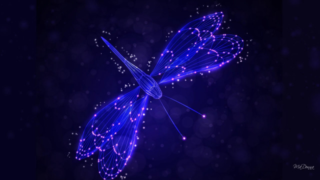 Blue butterfly glowing wings starry free wallpaper for desktop - medium preview image