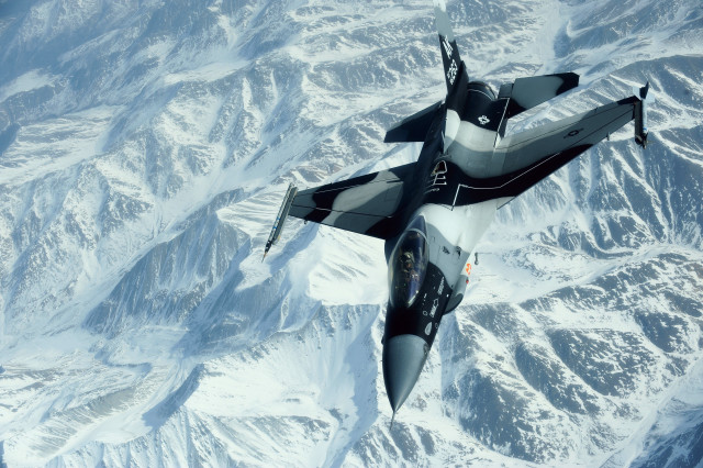 Fighter jet snow mountains matte free wallpaper for desktop - medium preview image