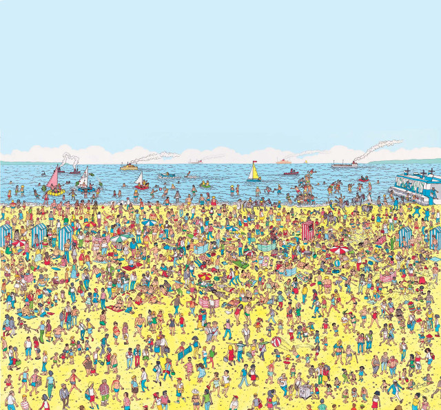 Beach crowd blue sky sunny free wallpaper for tablet - medium preview image