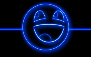 Blue neon smiley face black - free neon wallpaper