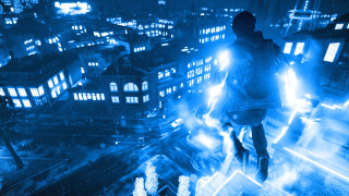 Person standing ledged city night - a ledge in a city free wallpaper for desktop
