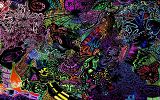 Psychedelic abstract bug butterfly heart - a painting of a bunch free wallpaper