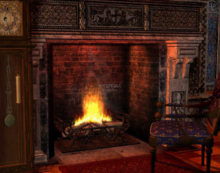 Fireplace burning chair clock room - inside free wallpaper