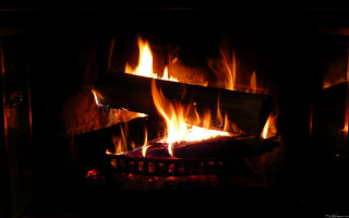 Fireplace blazing bright flames orange - orange flame free wallpaper
