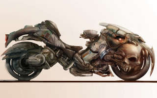 Motorcycle skull helmet front back - biomechanical free wallpaper