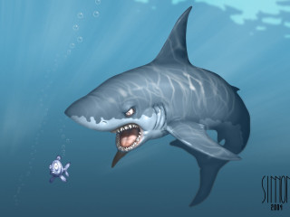 Shark open mouth fish swimming - a fish swimming free wallpaper