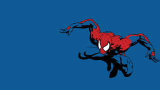 Spiderman flying arms legs blue - de stijl free wallpaper