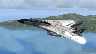 Fighter jet water mountain lake - a mountain range in the background free wallpaper