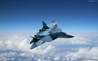 Fighter jet clouds blue sky 8 - a few cloud below free wallpaper for desktop
