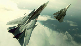 Fighter jets flying sky above 7 - a few cloud below free wallpaper