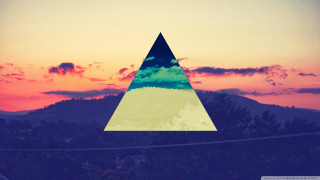 Triangle sunset sky mountain background 2 - geometric abstract art free wallpaper for desktop