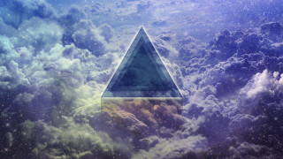 Triangle in the clouds sky - abstract illusionism free wallpaper