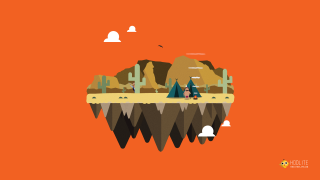 Cartoon desert cactus mountains orange - an orange background free wallpaper