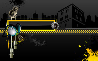 Yellow black clock sign building - sign free wallpaper for desktop