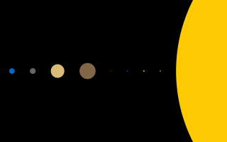 Black background yellow circle planets - epic scale free wallpaper