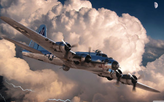 Plane flying cloudy sky moon - a moon in the background free wallpaper