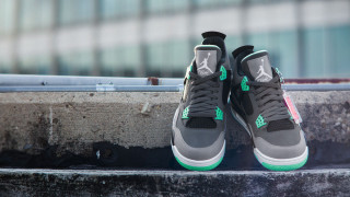 Sneakers ledged glass window green - a pair of sneakers free wallpaper