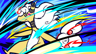 Woman surfing surfboard blue background - flowing hair free wallpaper