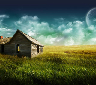 House field moon sky above - a full moon in the sky free wallpaper for tablet