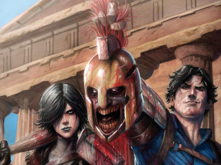 Giant head sword building face - comic cover art free wallpaper