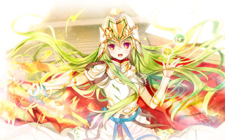 Woman long green hair yellow - luminous free wallpaper