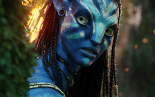 Woman blue makeup dreadlocks green - neoprimitivism free wallpaper