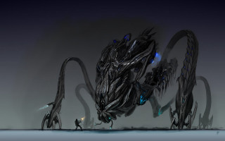 Giant alien creature man night - the dark night sky free wallpaper for desktop