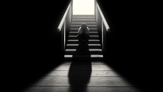 Woman staircase dark shadow light - the door free wallpaper